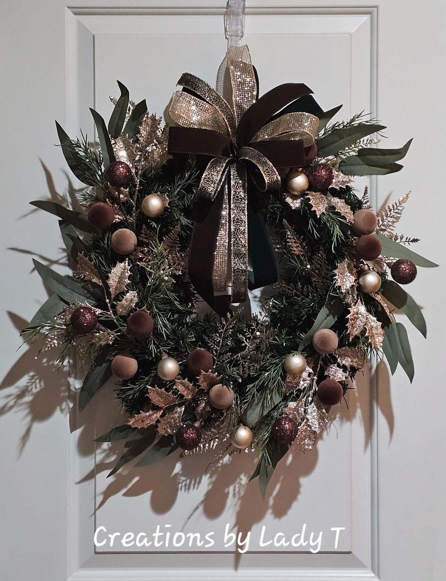 Chocolate Brown and Champagne Gold Wreath