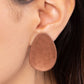 Paparazzi Accessories - In PLAINS Sight - Copper Clip-On Earrings brushed in an antiqued shimmer, an oversized copper oval-like frame adorns the ear for an asymmetrical artisan inspired look. Earring attaches to a standard clip-on fitting.  Sold as one pair of clip-on earrings.