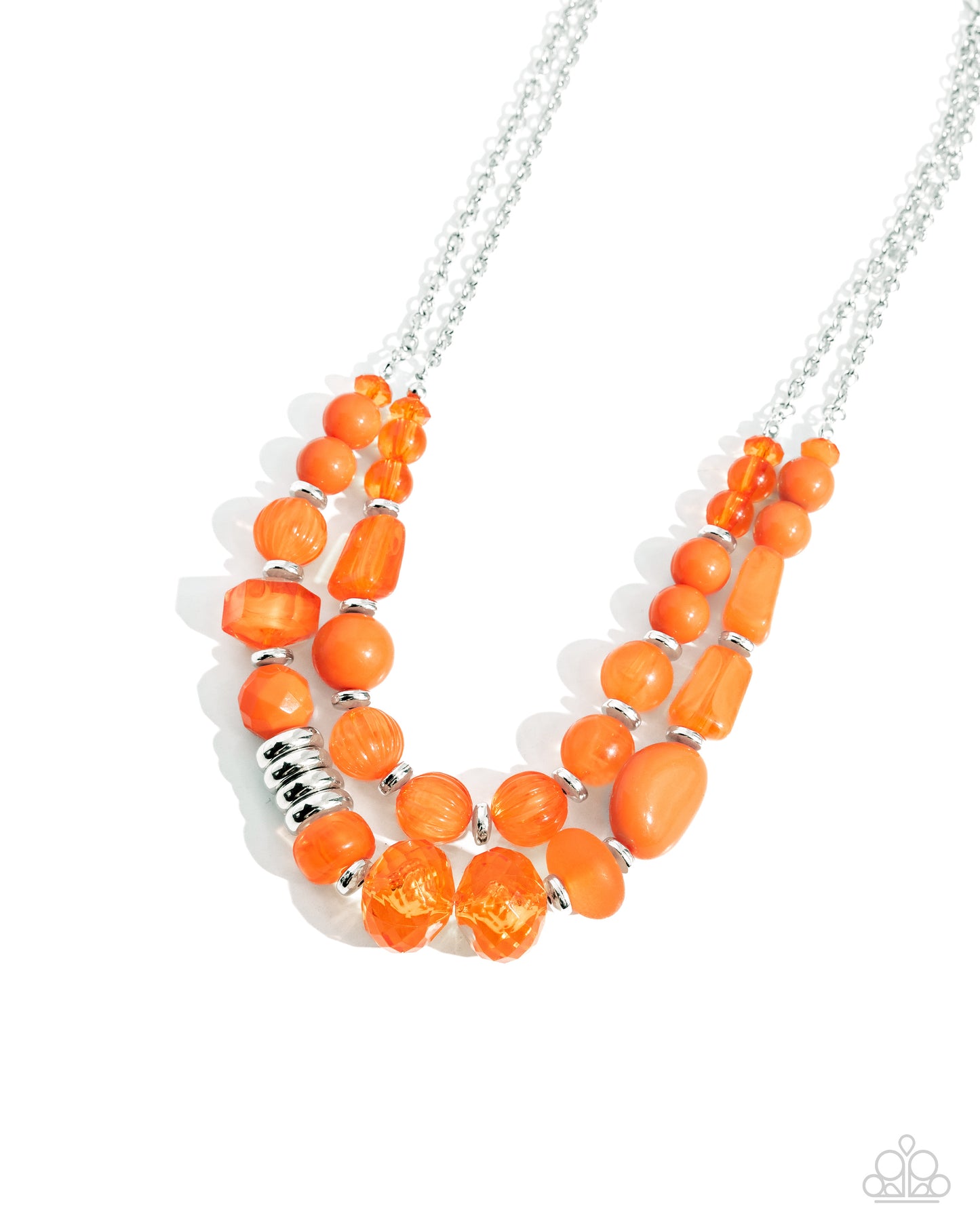 <p data-mce-fragment="1">Paparazzi Accessories - Pina Colada Paradise - Orange Necklaces barying in shape, size, and opacity, a refreshing collection of orange acrylic and crystal-like beads join silver discs along invisible wires that flawlessly layer below the collar for a vivacious pop of color. Features an adjustable clasp closure.</p> <p data-mce-fragment="1"><i data-mce-fragment="1">Sold as one individual necklace. Includes one pair of matching earrings.</i></p>