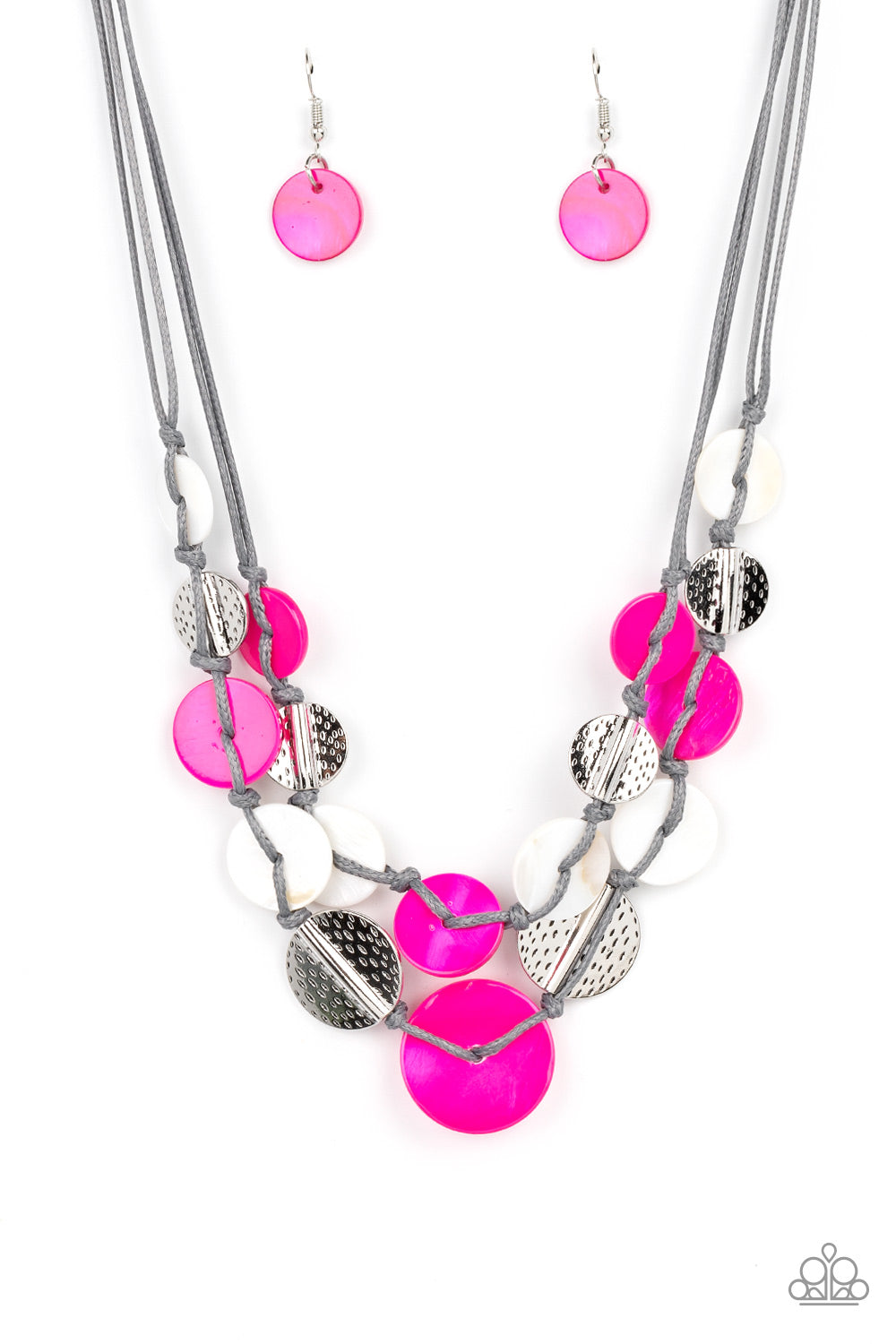 Paparazzi Accessories - Barefoot Beaches Necklace and Shore Up Bracelets - Pink Jewelry Sets