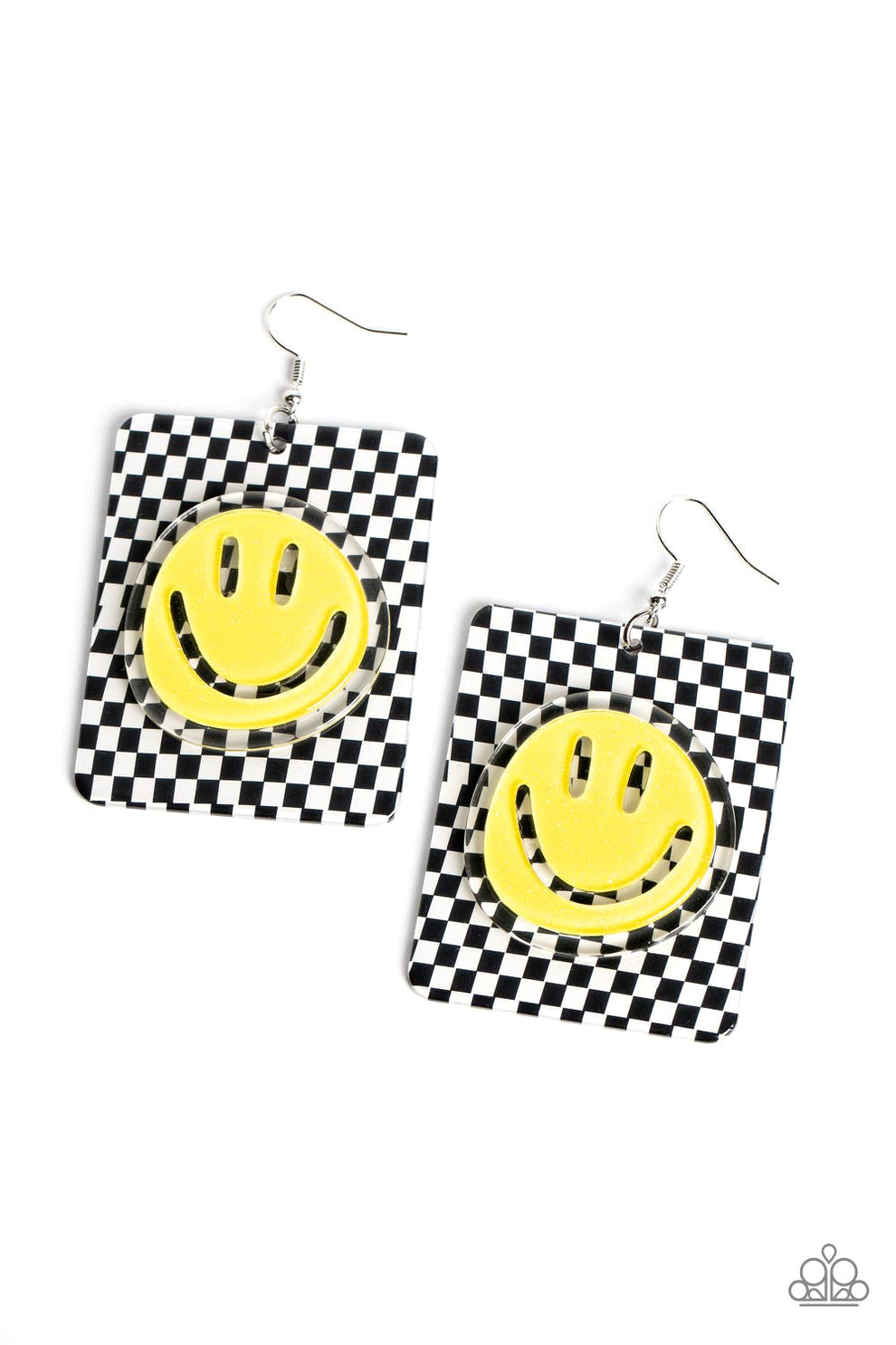 Cheeky Checkerboard Yellow Earrings