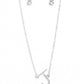 Paparazzi Accessories - Initially Yours - "J" White Necklaces embossed with dainty white rhinestones, a silver letter "J" hovers below the collar from a dainty silver chain, for a sentimentally simple design. Features an adjustable clasp closure.  Sold as one individual necklace. Includes one pair of matching earrings.