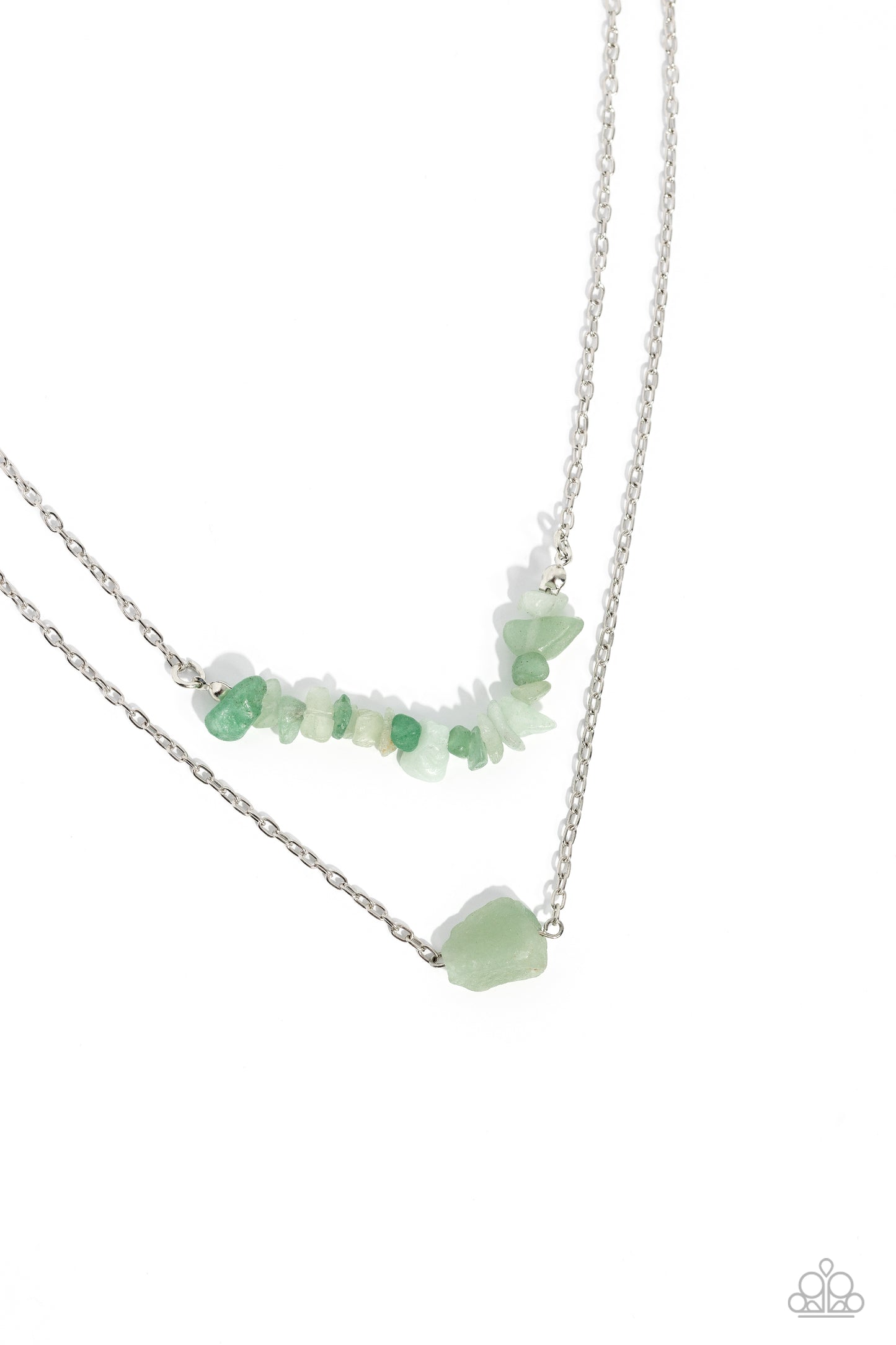 Paparazzi Accessories - Chiseled Caliber - Green Necklaces chiseled into a natural collection, a layer of jade stones gives way to a large, solitaire jade stone pendant, creating earthy layers down the chest. Features an adjustable clasp closure. As the stone elements in this piece are natural, some color variation is normal. Featured inside The Preview at Made for More! Sold as one individual necklace. Includes one pair of matching earrings.