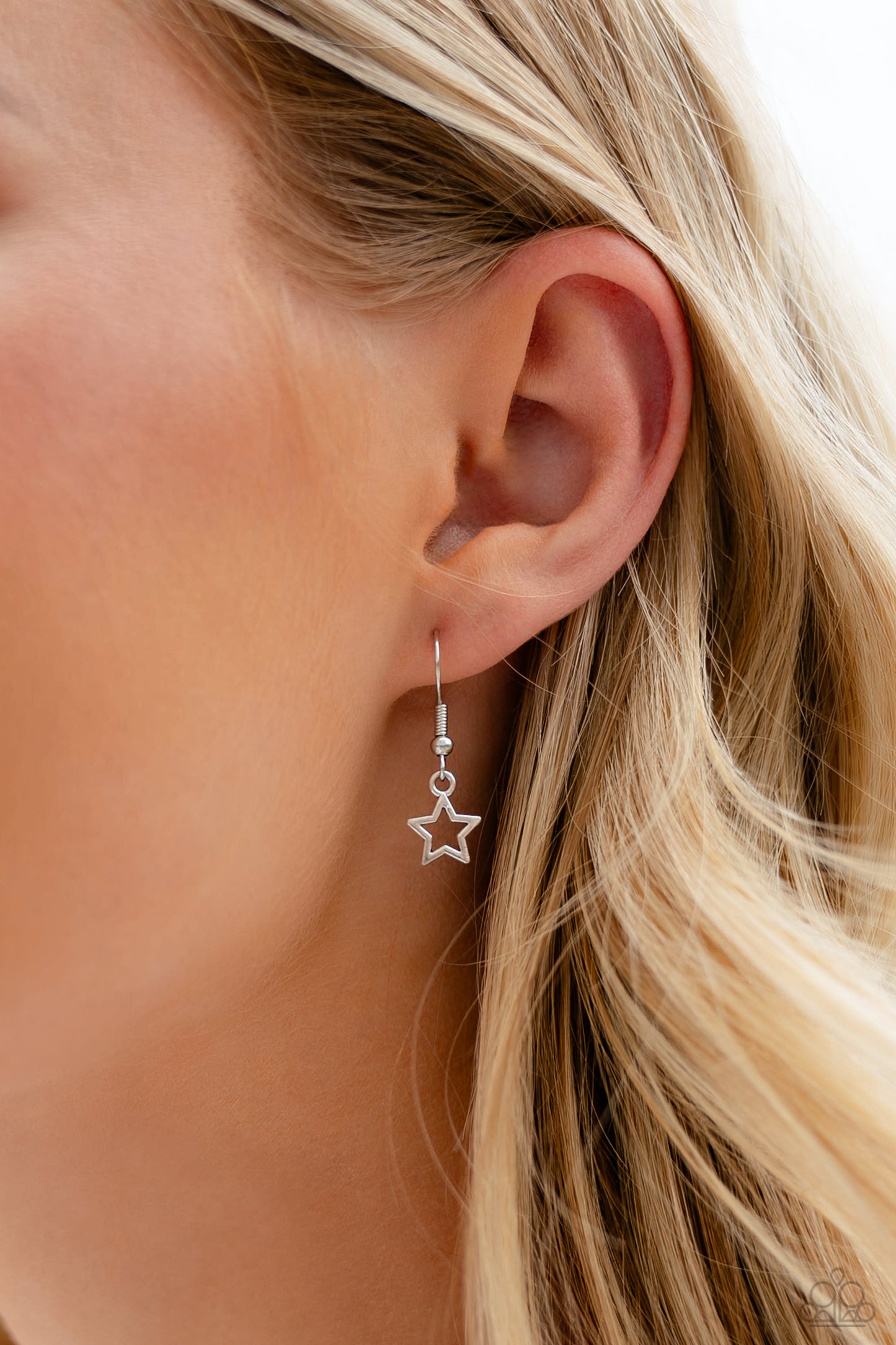 Paparazzi Accessories - Scouting Shapes - Multi Necklace a strand of gleaming silver popcorn chain leads the eye down to a collection of silver horseshoe-like strands that coalesce below the collar. Attached to the horseshoe fittings, an oversized yellow star, turquoise diamond, and red lip charm add a youthful pop of color to the design for a trendy finish. Features an adjustable clasp closure. Sold as one individual necklace. Includes one pair of matching earrings.