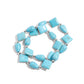 Paparazzi Accessories - EARTHY Riser - Blue Bracelets infused along elastic stretchy bands, turquoise stones in various shapes and silver beads alternate along the wrist for an earthy centerpiece.  Sold as one set of two bracelets.