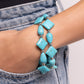Paparazzi Accessories - EARTHY Riser - Blue Bracelets infused along elastic stretchy bands, turquoise stones in various shapes and silver beads alternate along the wrist for an earthy centerpiece.  Sold as one set of two bracelets.