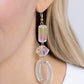 <p>Paparazzi Accessories - Iridescent Infatuation - Multi Earrings featuring an iridescent hue, a cylindrical bead, a highly-faceted chunky bead, and an oversized oval elongate down the ear for a reflective, radiant display. Earring attaches to a standard fishhook fitting. Due to its prismatic palette, color may vary.</p> <p><i>Sold as one pair of earrings.</i></p>