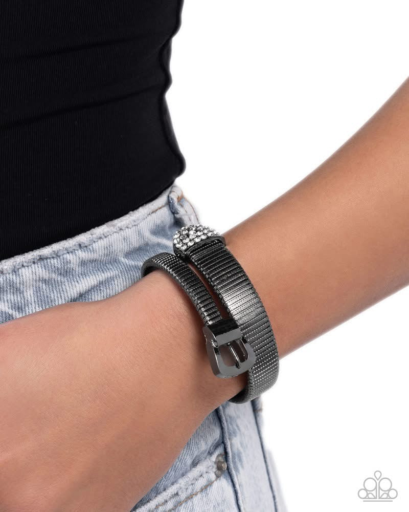 Belted Brilliance Black Bracelet