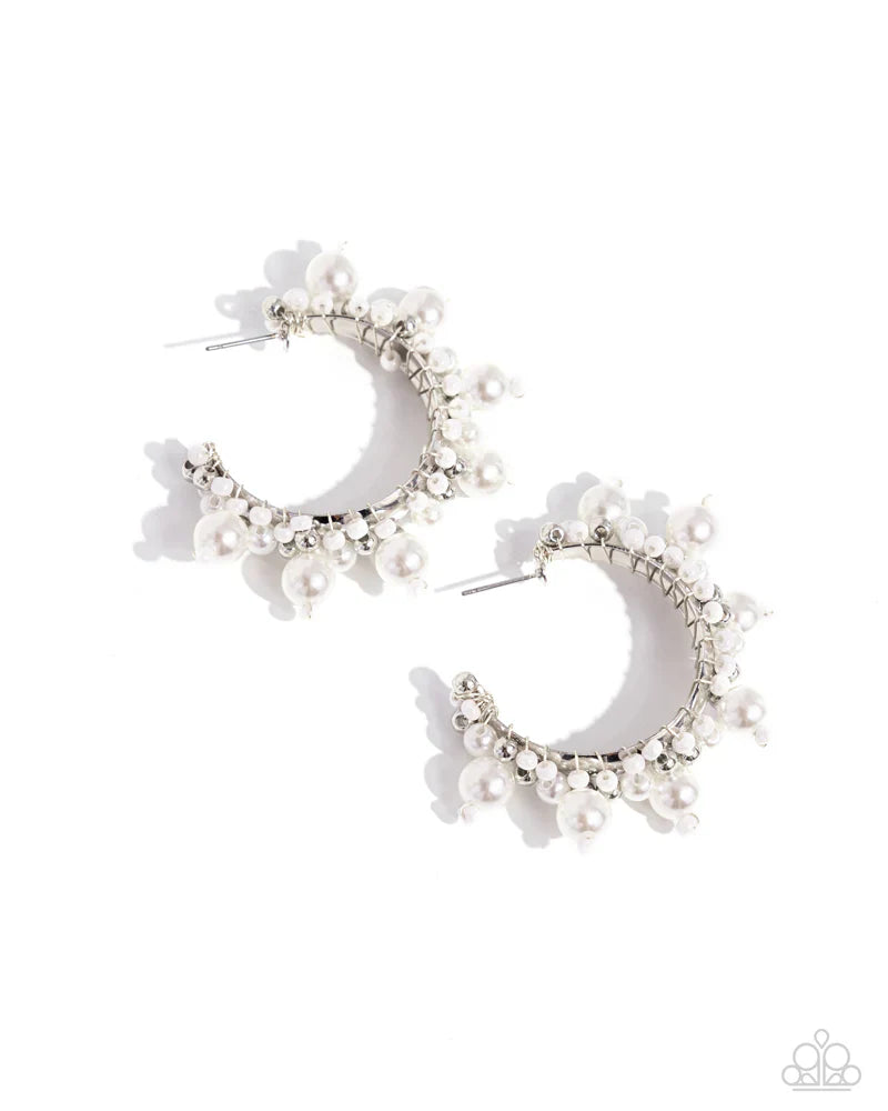 Elite Expense White Hoop Earrings