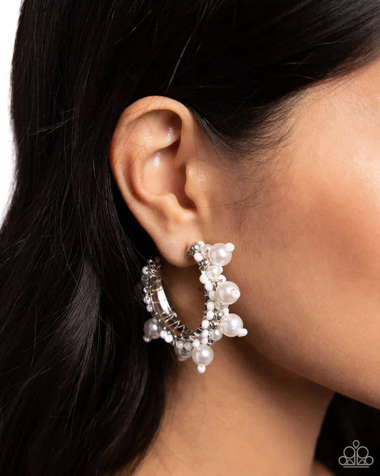Elite Expense White Hoop Earrings