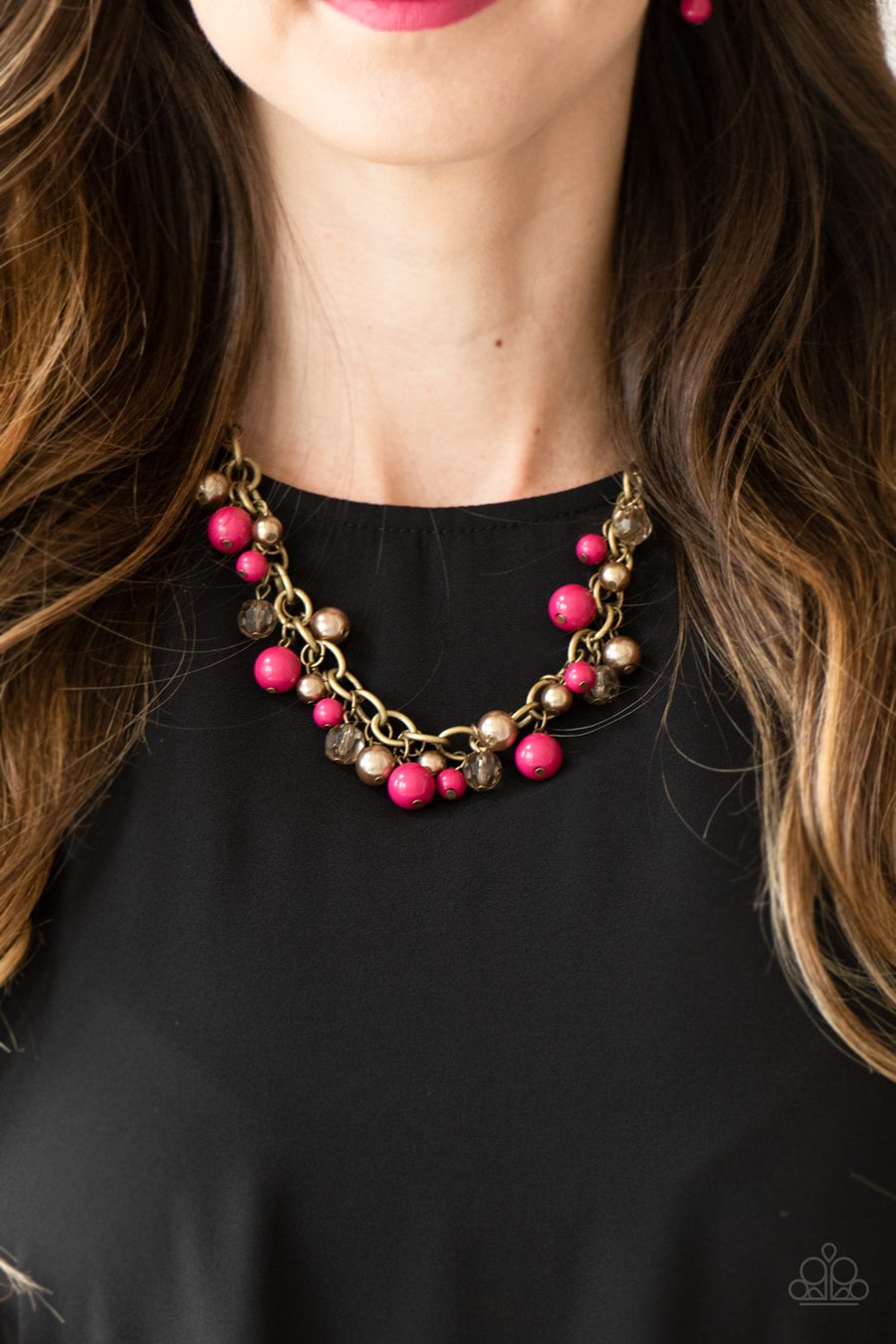 Paparazzi Accessories The Grit Crowd - Pink and Brass Necklaces - Lady T Accessories