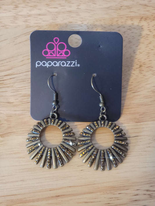 January 2022 Fashion Fix Exclusive Rebel RESPLENDENCE - Brass Rhinestone Earrings