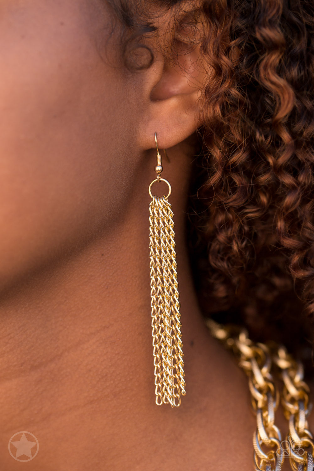 Paparazzi Accessories Scarfed for Attention - Gold Blockbuster Necklaces - Lady T Accessories