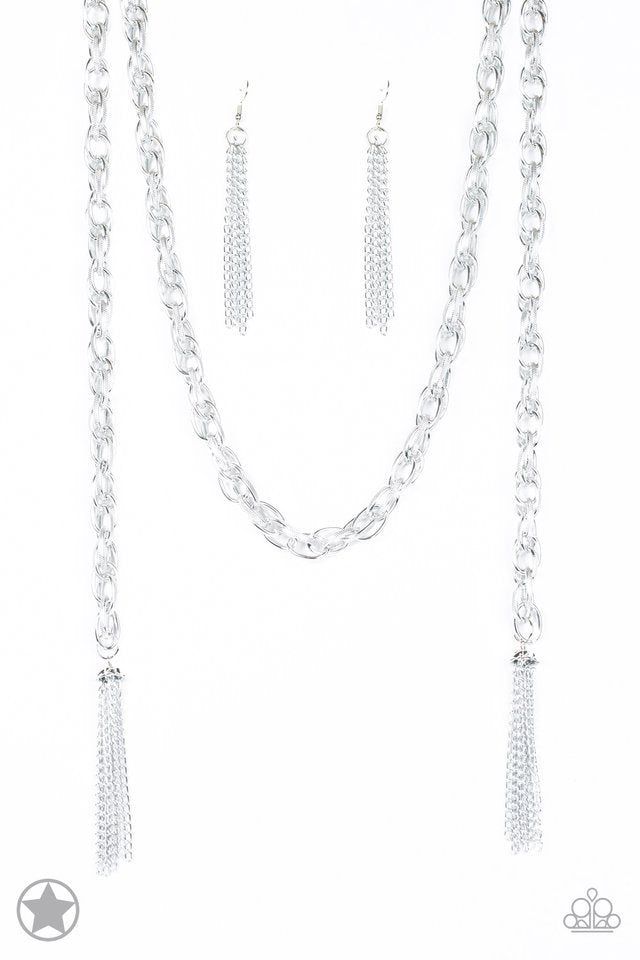 Paparazzi Accessories Scarfed for Attention - Silver Blockbuster Necklaces - Lady T Accessories