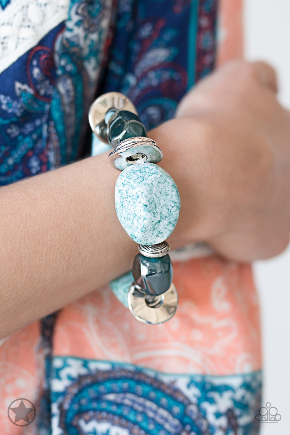 Paparazzi Accessories Glaze of Glory - Blue Blockbusters Bracelets - Lady T Accessories