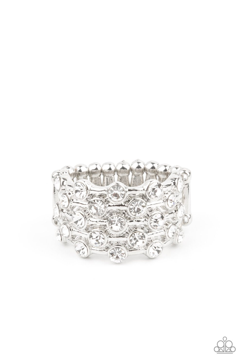 Paparazzi Accessories - Metro Motivation - White Rhinestone Rings - Paparazzi Accessories