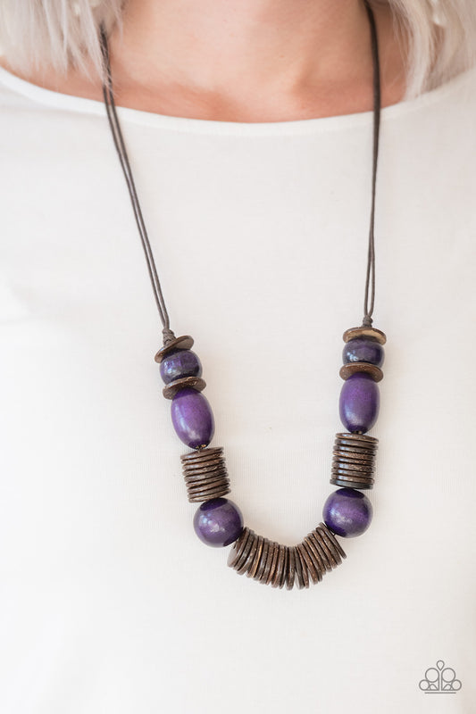 Paparazzi Accessories You Better Belize It - Purple Wood Necklaces - Lady T Accessories