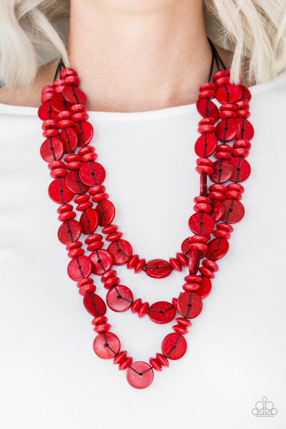Paparazzi Accessories Barbados Bopper - Red Wood Necklaces - Lady T Accessories