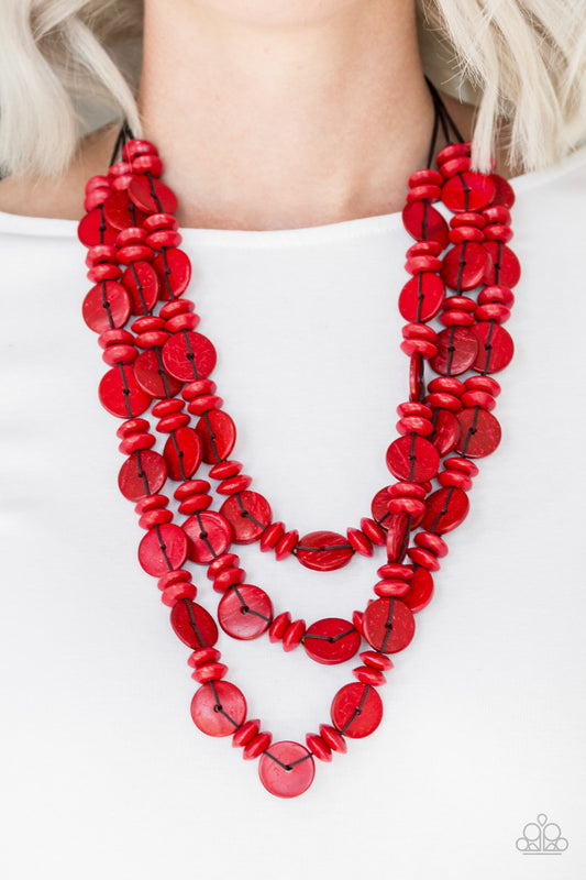 Paparazzi Accessories Barbados Bopper - Red Wood Necklaces - Lady T Accessories
