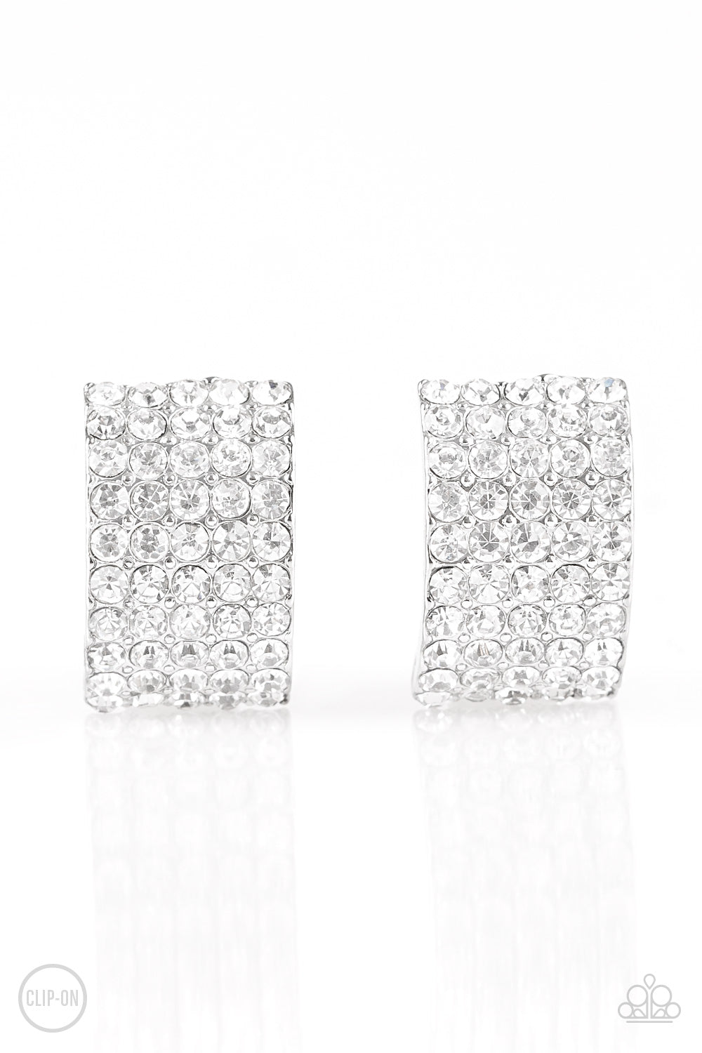Paparazzi Accessories Hollywood Hotshot - White Clip-on Earrings - Lady T Accessories