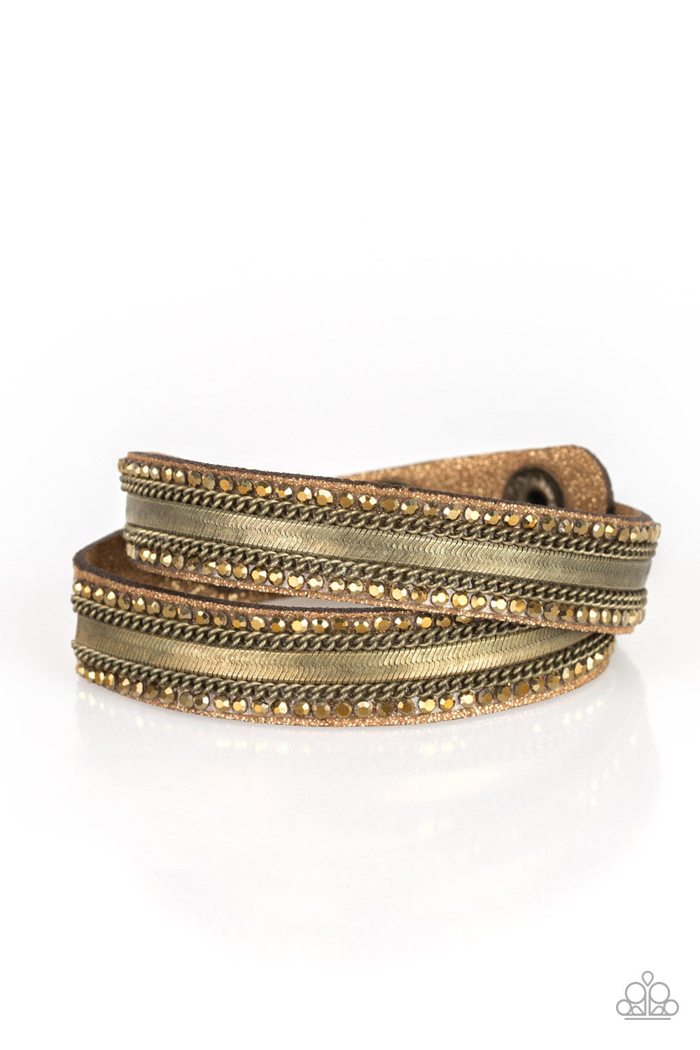 Paparazzi Accessories Rocker Rivalry - Brass Double Wrap Bracelets - Lady T Accessories