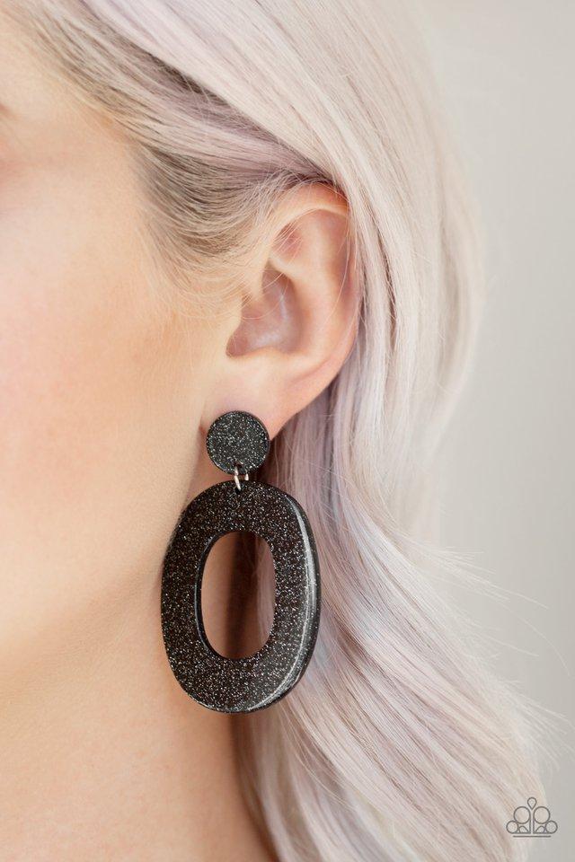 Paparazzi Accessories Miami Boulevard Black Acrylic Post Earrings