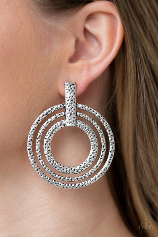 Paparazzi Accessories Ever Elliptical - Silver Earrings - Lady T Accessories