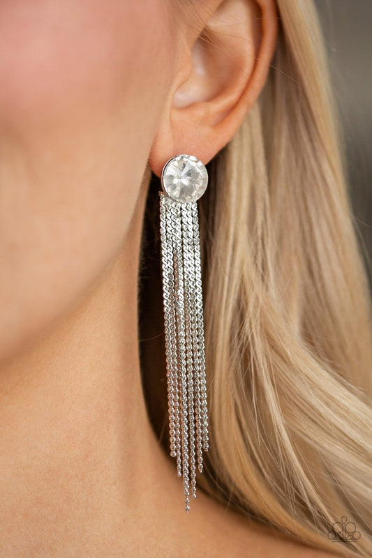 Paparazzi Accessories Level Up - White Earrings - Lady T Accessories