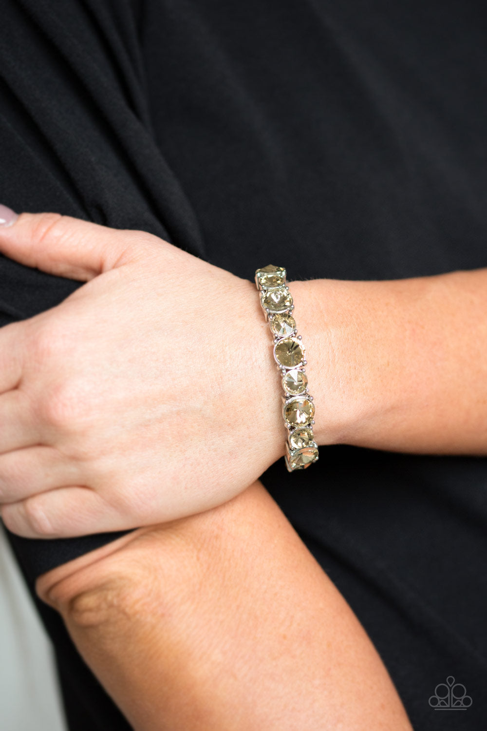 Paparazzi Born to Bedazzle - Gold Rhinestone Stretchy Bracelet | Glam