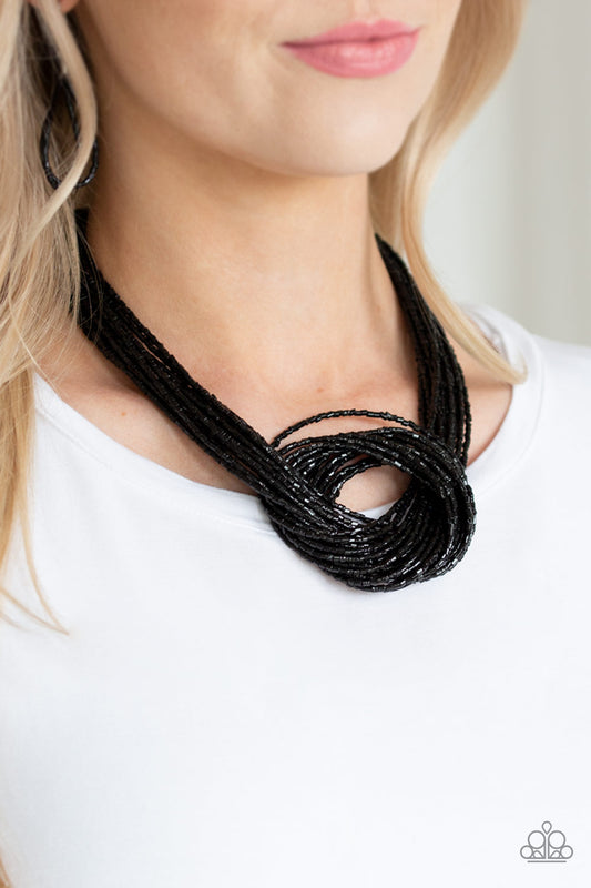 Paparazzi Accessories Knotted Knockout - Black Seedbead Necklaces - Lady T Accessories