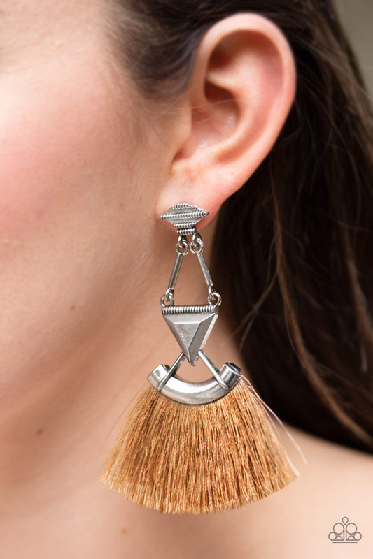 Paparazzi Accessories Puma Prowl - Brown Earrings - Lady T Accessories