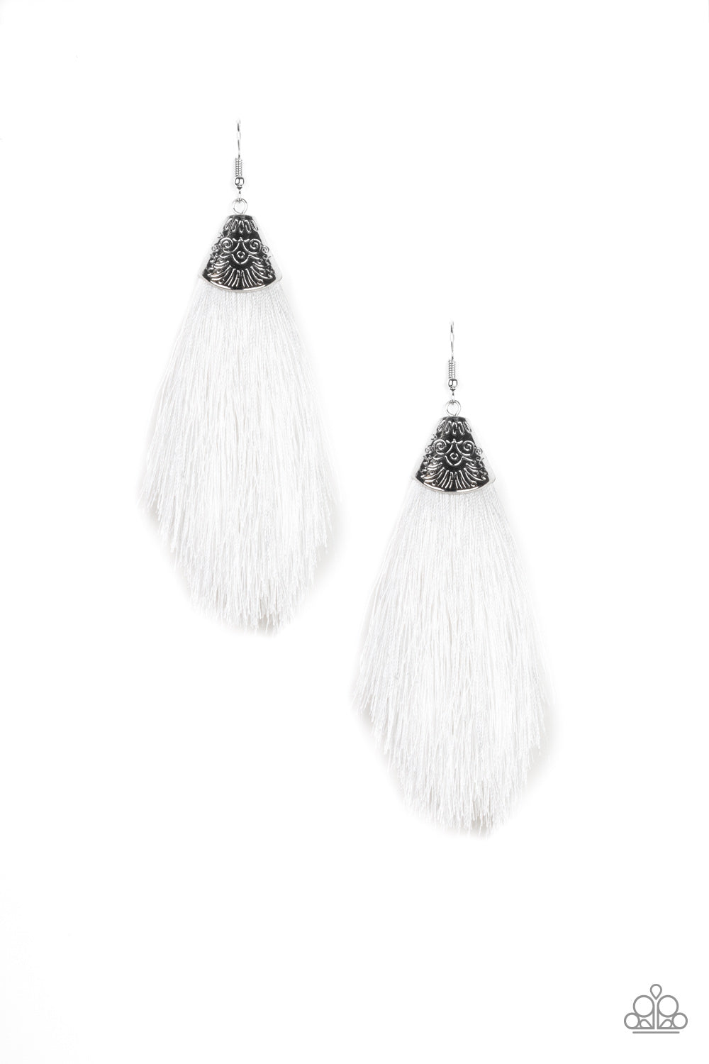 Paparazzi Accessories Tassel Temptress - White Earrings - Lady T Accessories