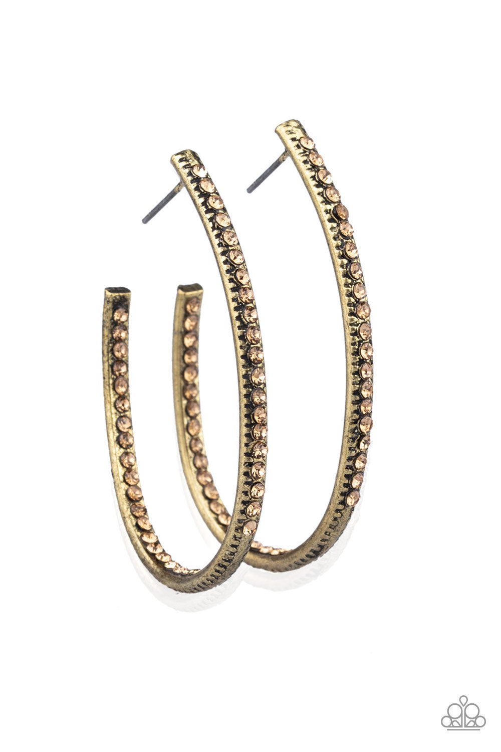 Paparazzi Accessories Globetrotting Glitter - Brass Hoop Earrings - Lady T Accessories