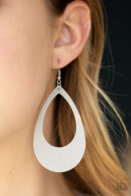 Paparazzi Accessories What a Natural - Silver Leather Earrings - Lady T Accessories