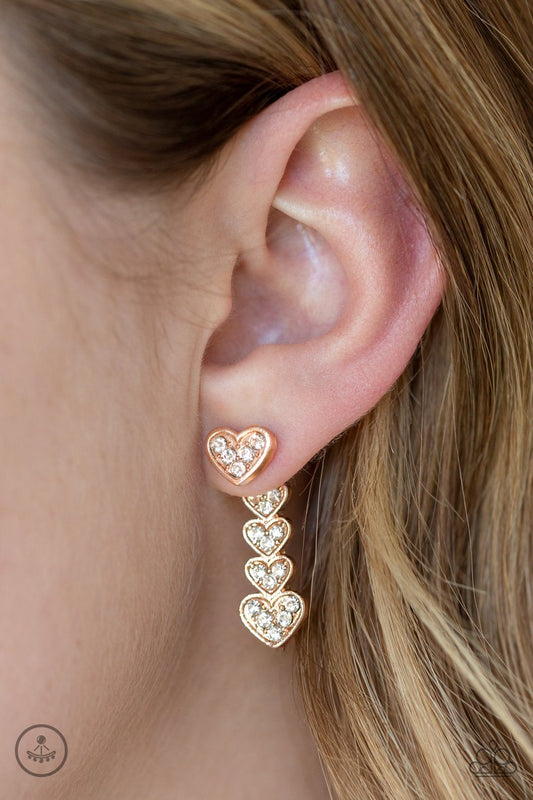 Paparazzi Accessories Heartthrob Twinkle - Rose Gold Post Earrings - Lady T Accessories