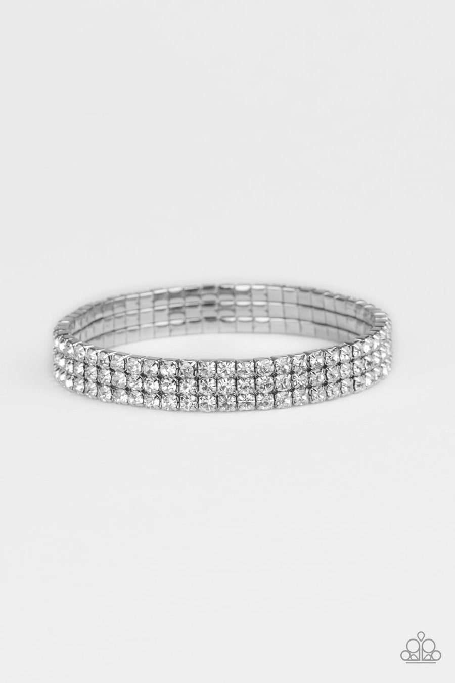 Paparazzi Accessories Stacked Deck - White Rhinestone Bracelets - Lady T Accessories