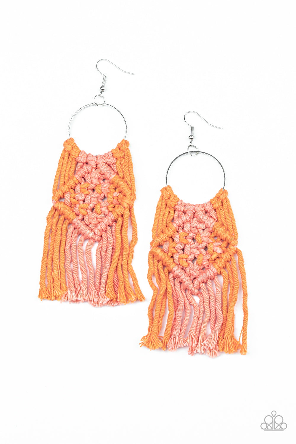 Paparazzi Accessories Macrame Rainbow - Orange Earrings - Lady T Accessories