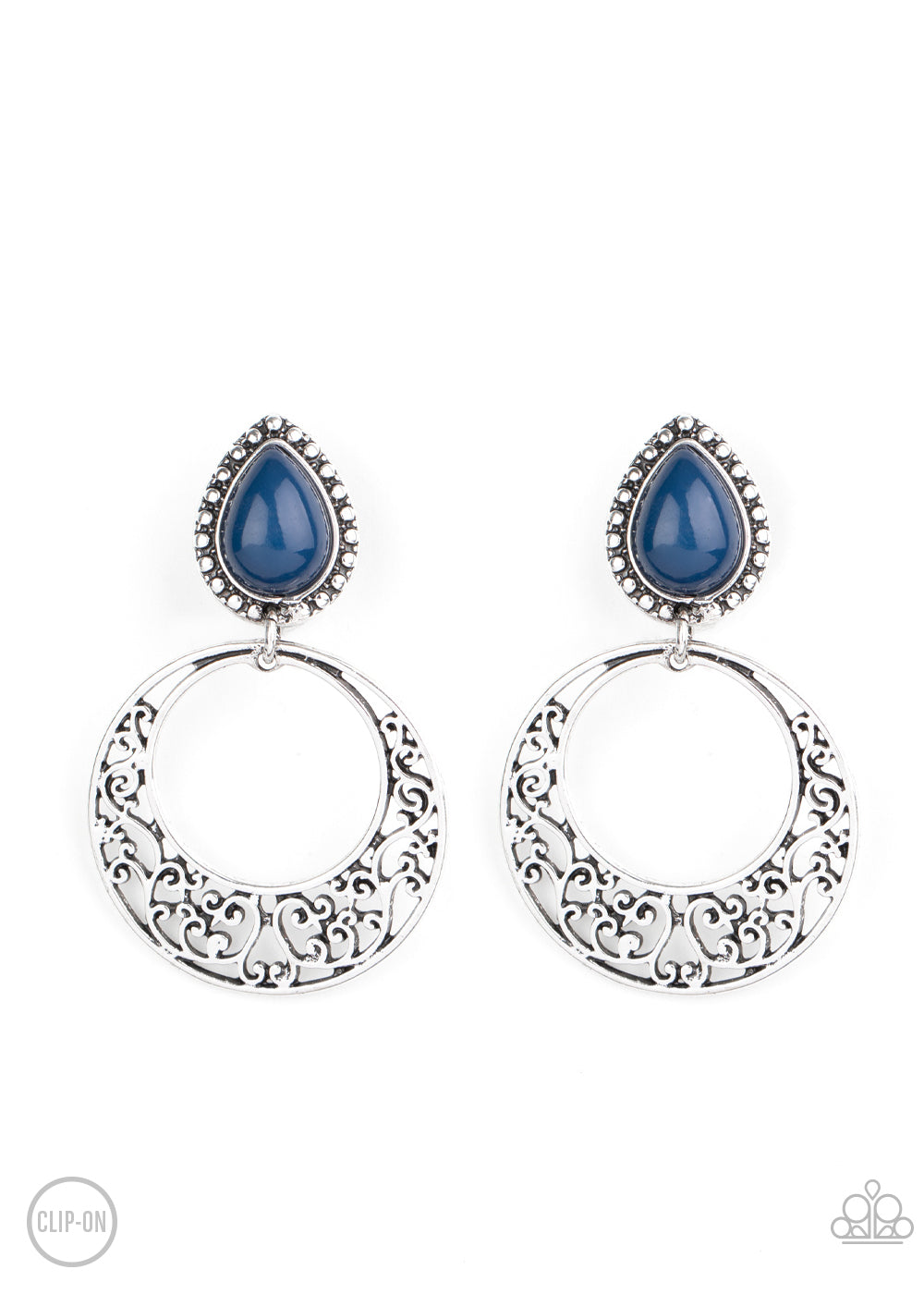 Paparazzi Accessories Exotic Escape - Blue Clip-On Earrings - Lady T Accessories
