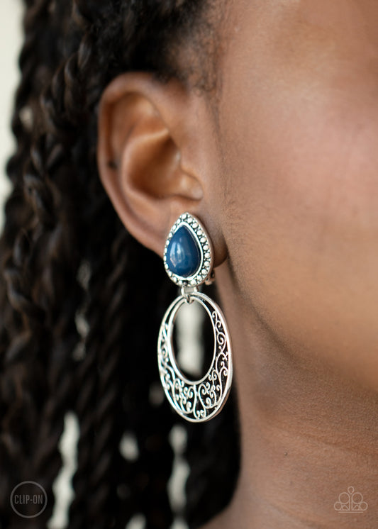 Paparazzi Accessories Exotic Escape - Blue Clip-On Earrings - Lady T Accessories