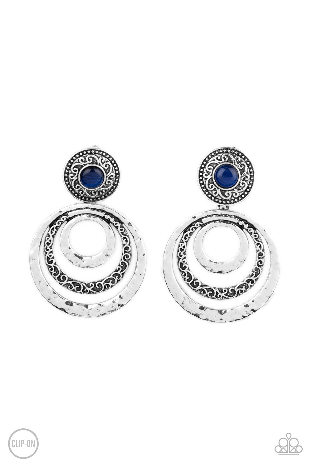 Paparazzi Accessories Bare Your Soul - Blue Clip-On Earrings - Lady T Accessories