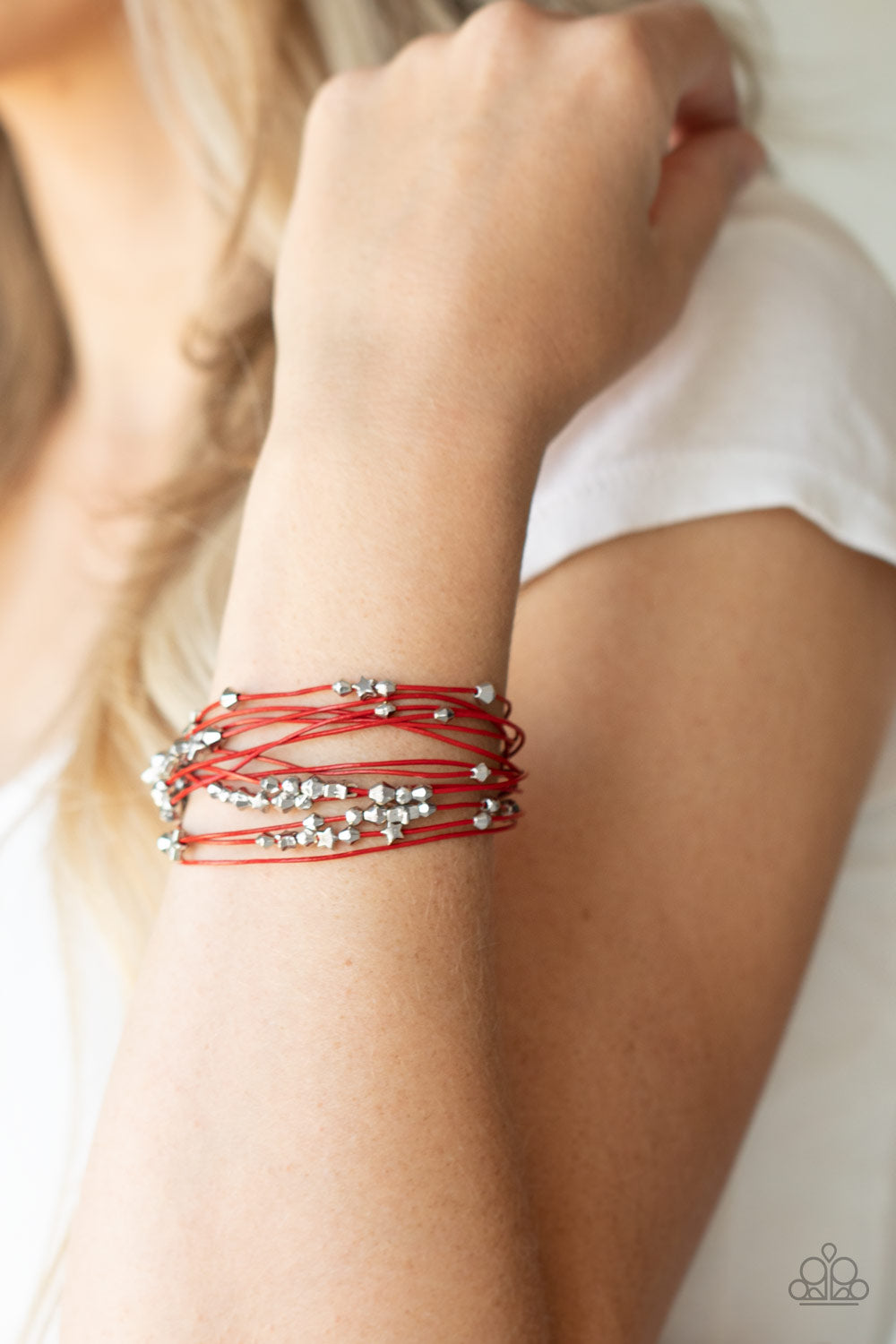 Paparazzi Accessories Star-Studded Affair - Red Bracelets - Lady T Accessories
