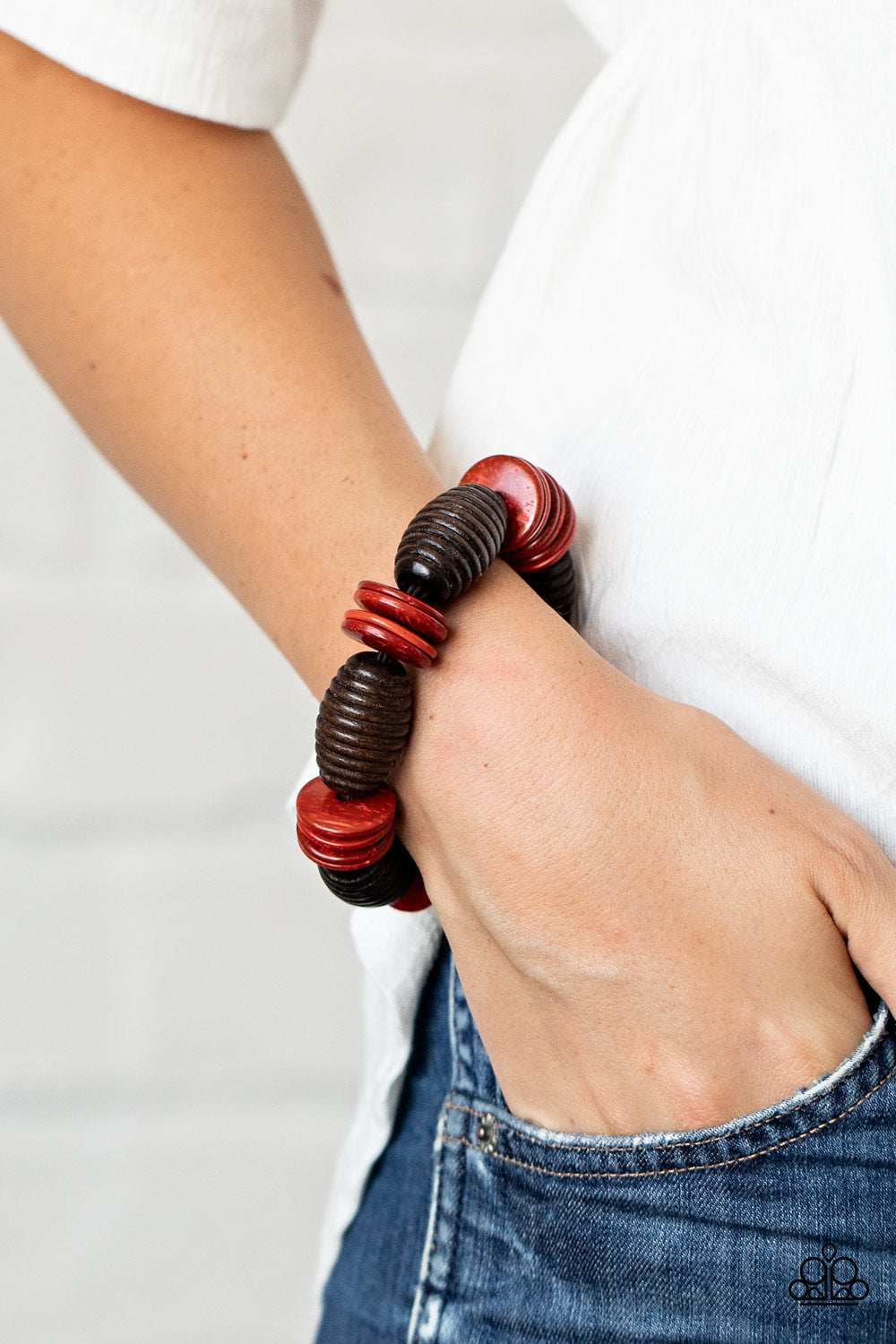 Paparazzi Accessories Caribbean Castaway - Red Wood Bracelets - Lady T Accessories