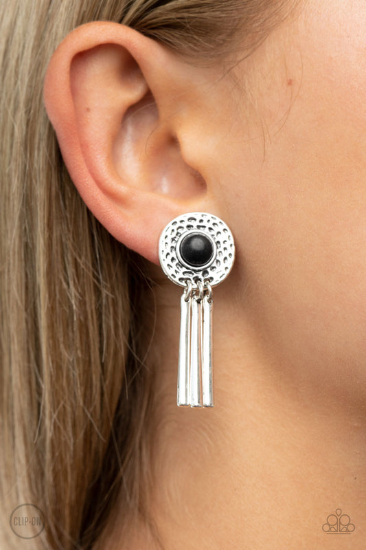 Paparazzi Accessories Desert Amulet - Black Clip-on Earrings - Lady T Accessories