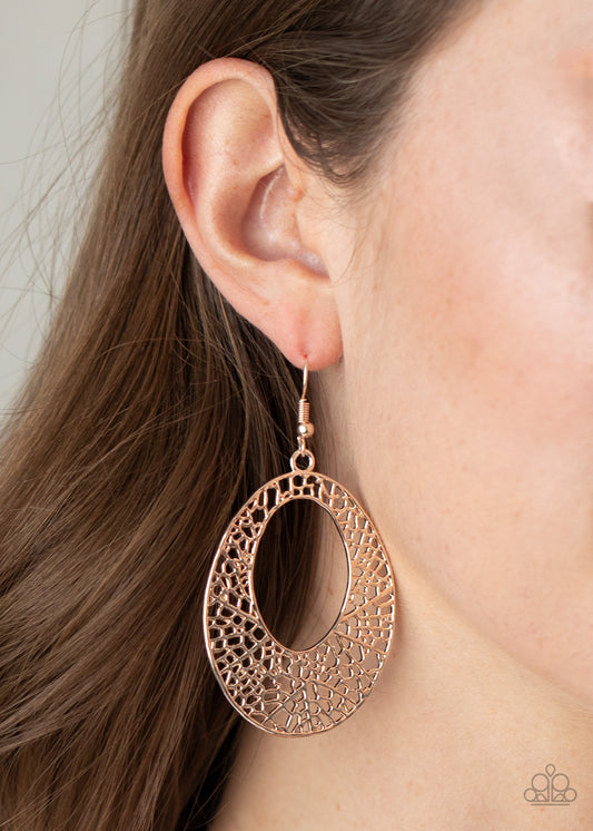 Paparazzi Accessories Serenely Shattered - Rose Gold Earrings - Lady T Accessories