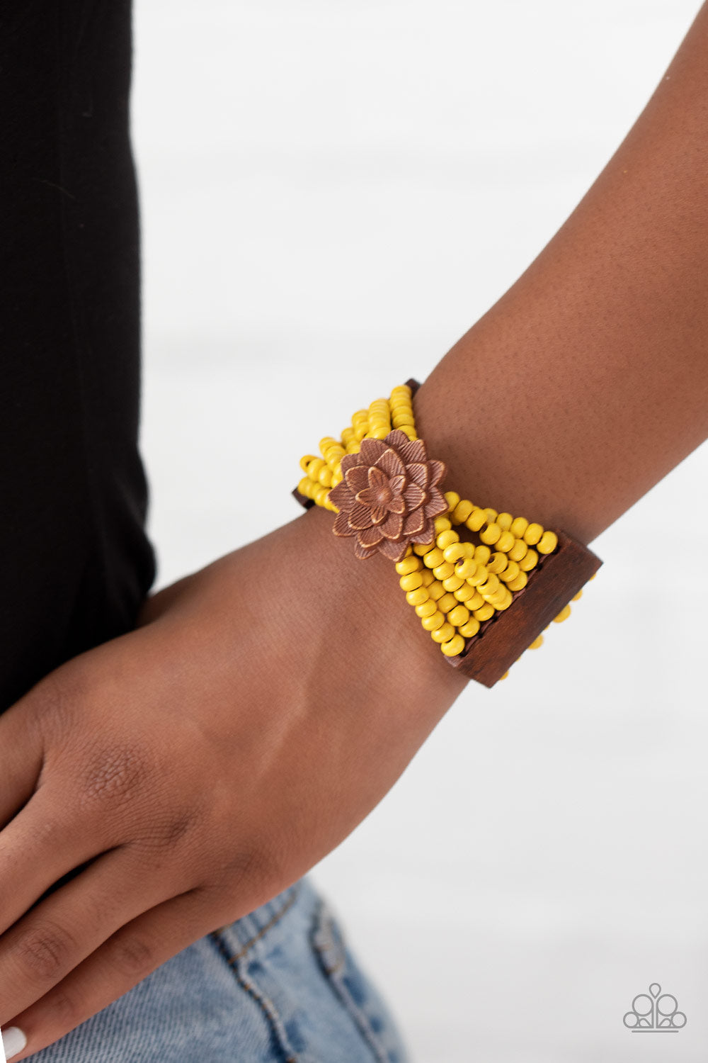 Paparazzi Accessories Tropical Sanctuary - Yellow Wood Bracelets - Lady T Accessories