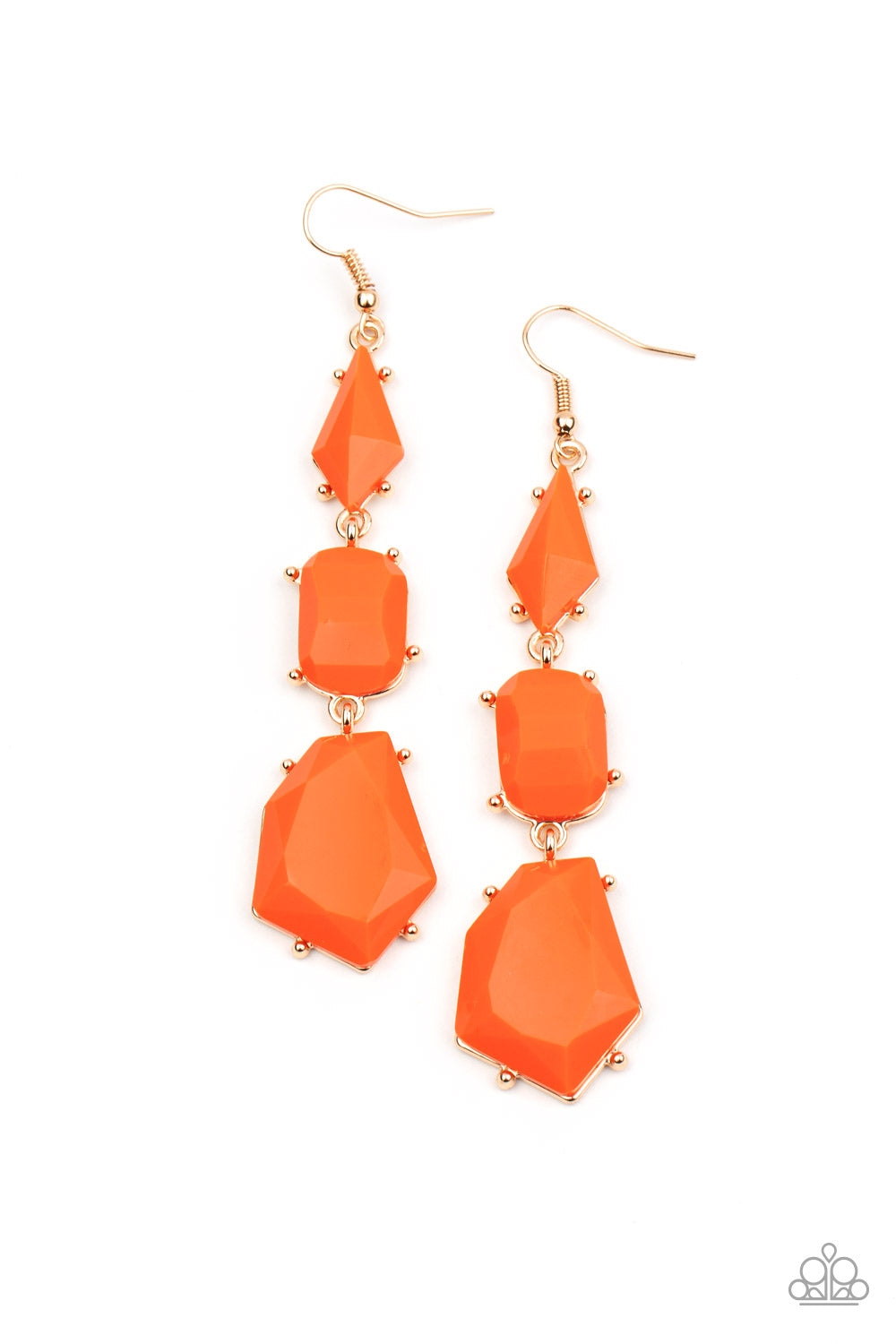 Paparazzi Accessories Geo Getaway - Orange Earrings - Lady T Accessories