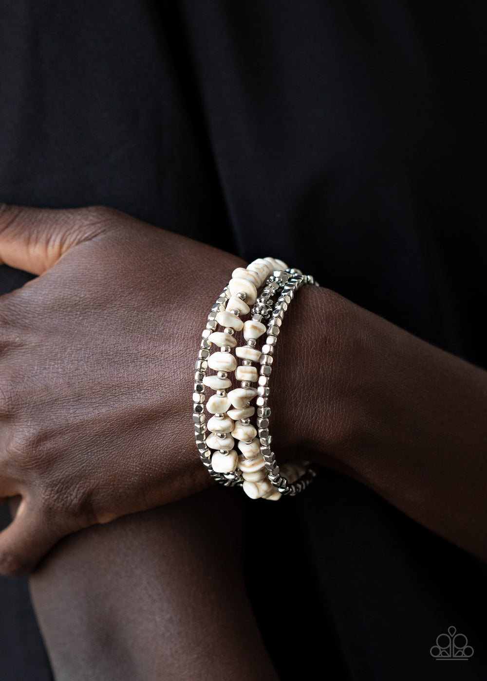 Paparazzi Accessories Rockin Renegade - White Bracelets - Lady T Accessories