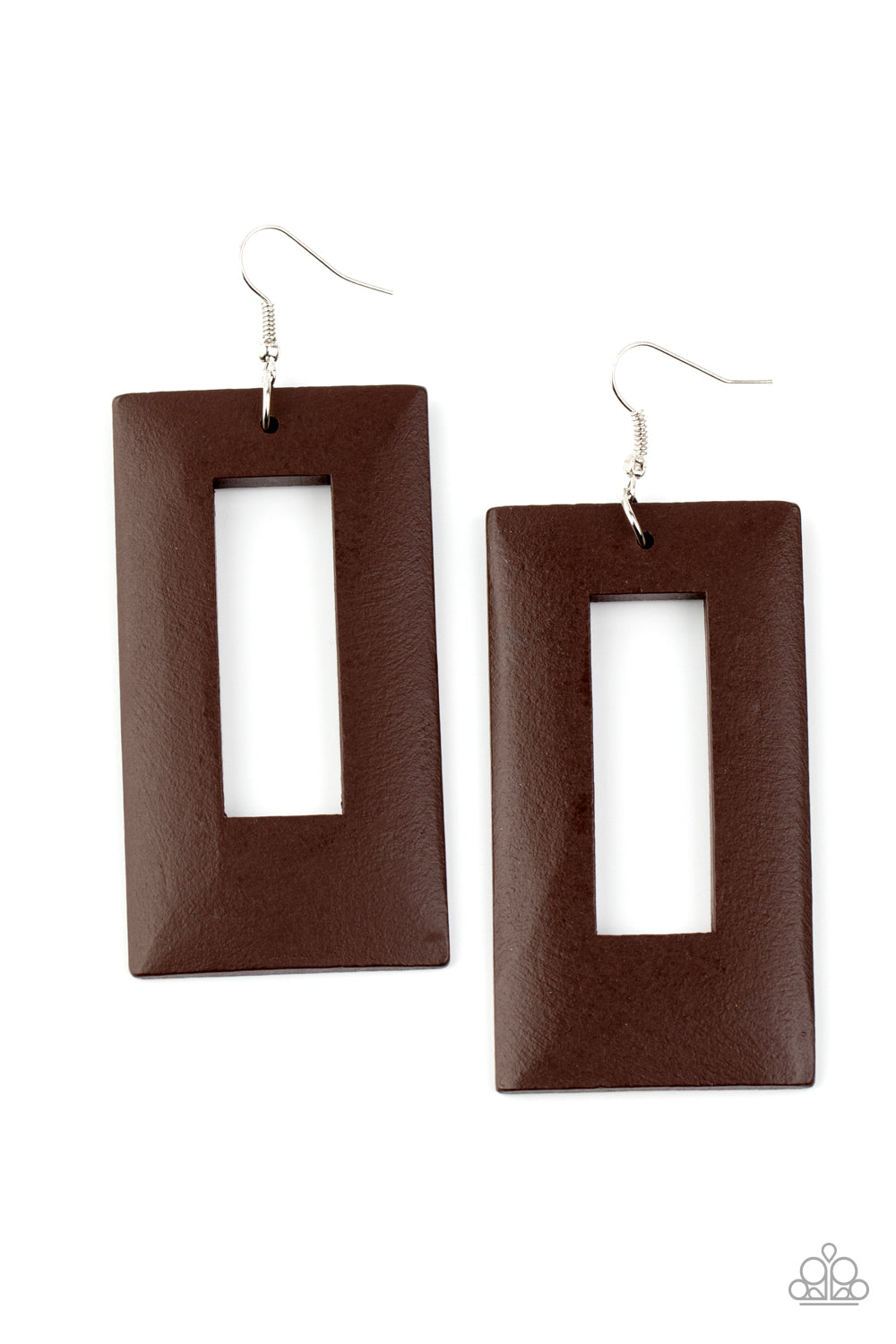 Paparazzi Accessories Totally Framed - Brown Wood Earrings - Lady T Accessories
