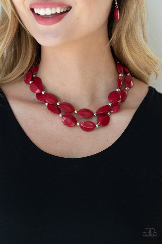 Paparazzi Accessories Two-story Stunner - Red Necklaces - Lady T Accessories