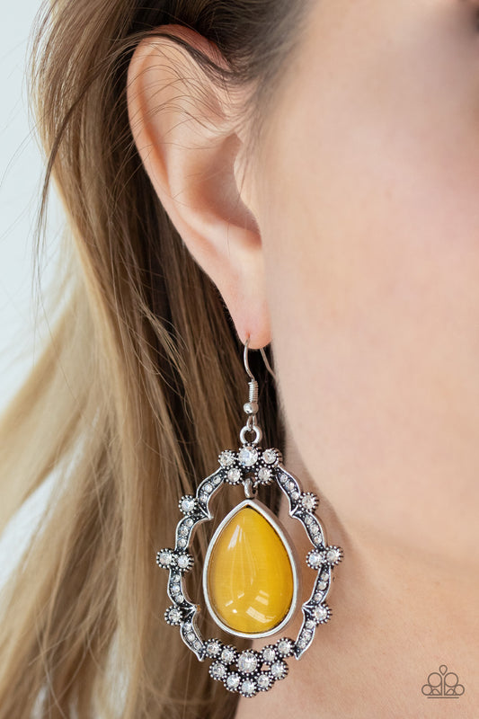 Paparazzi Accessories Icy Eden - Yellow Earrings - Lady T Accessories